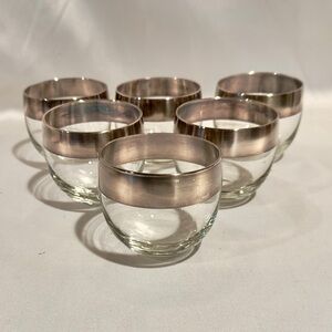 Mid-Century Dorothy Thorpe Rock Glasses Punch Cups Silver Rim  Set of 6